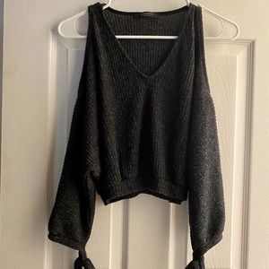 Three quarter sleeve Knit, Cold shoulder, Crop top